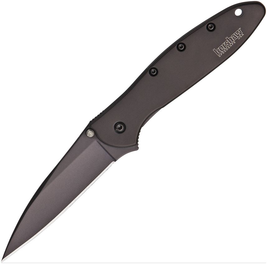 Kershaw Leek Flipper Framelock Knife, Assisted Opening, 14C28N Sandvik, Stainless Brown Handle, K1660BRN