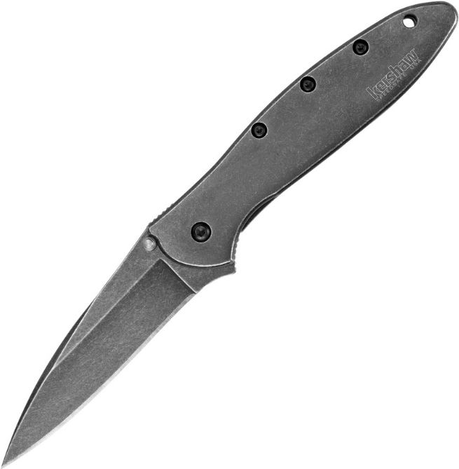 Kershaw Leek Framelock Flipper Knife, Assisted Opening, 14C28N Sandvik, Stainless Handle, K1660BWWM