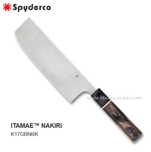 Spyderco Itamae Nakiri Kitchen Knife, Super Blue/SUS410 Steel, Burl G10, K17GPBNBK