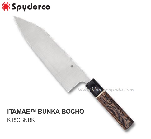 Spyderco Itamae Bunka Bocho Kitchen Knife, Super Blue/SUS410, Burl G10, K18GPBNBK