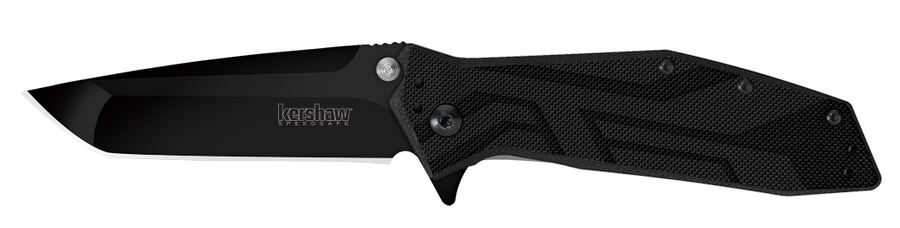 Kershaw Brawler Flipper Folding Knife, Assisted Opening, Tanto Blade, GFN Black, K1990 - Click Image to Close