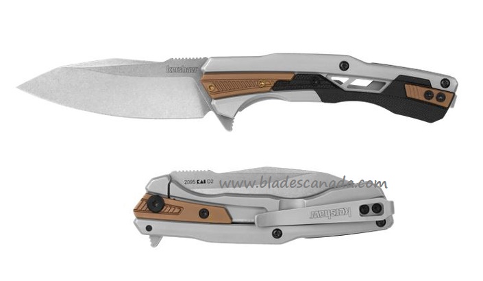 Kershaw Endgame Manual Flipper Framelock Knife, D2 Steel, Stainless Handle, K2095