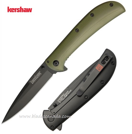 Kershaw Al Mar AM-4 Flipper Framelock Knife, Assisted Opening, G10 Green/Black, K2330GRNBLK