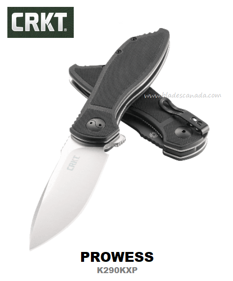 CRKT Prowess Flipper Folding Knife, AUS 8, GFN Black, CRKTK290KXP