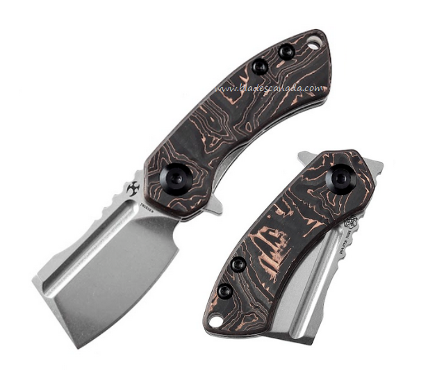 Kansept Mini Korvid Flipper Folding Knife, CPM S35VN SW, Copper/Carbon Fiber, K3030B1