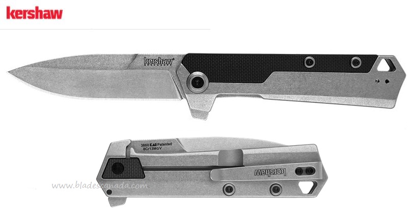 Kershaw Oblivion Flipper Framelock Knife, Assisted Opening, Stainless/GFN Handle, K3860