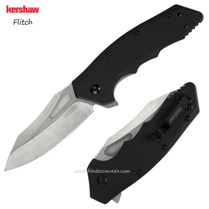 Kershaw Flitch Flipper Folding Knife, Assisted Opening, GFN Black, K3930