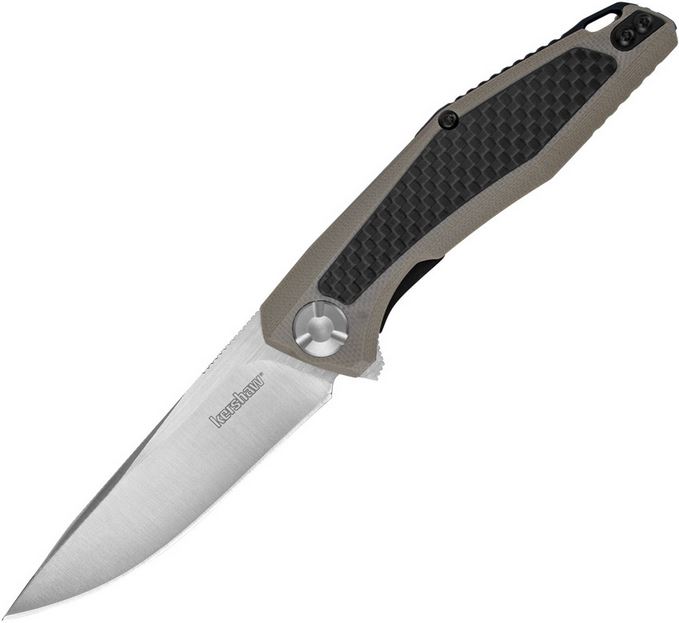 Kershaw Atmos Flipper Folding Knife, G10 Tan/Carbon Fiber, K4037TAN