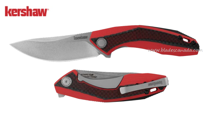 Kershaw Tumbler Flipper Framelock Knife, LTD Edition, D2 SW, G10 Red/CF, K4038RD