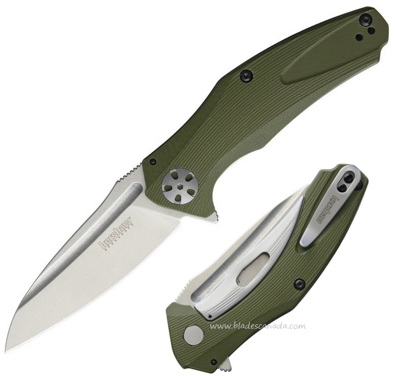 Kershaw Natrix Flipper Sub-Framelock Knife, Assisted Opening, G10 OD Green, K7007OL