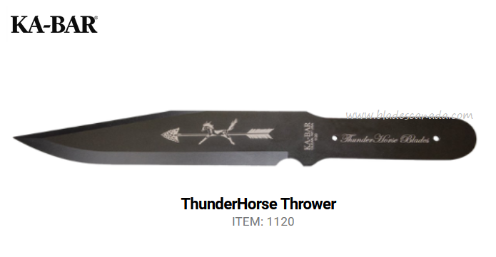 Ka-Bar ThunderHorse Fixed Blade Throwing Knife, 1095 Cro-Van, Ka1120 - Click Image to Close