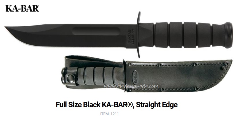 Ka-Bar Fighting Fixed Blade Knife, 1095 Cro-Van, Leather Sheath, Ka1211