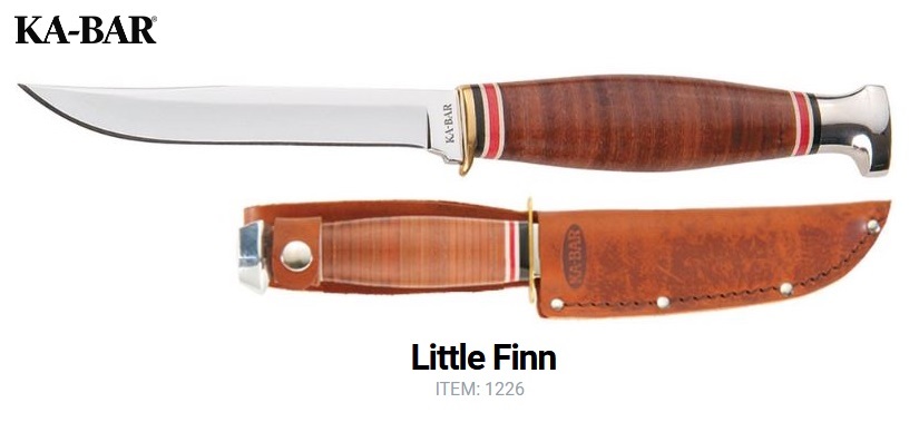 Ka-Bar Little Finn Fixed Blade Knife, 1.4116 Steel, Leather Handle, Leather Sheath, Ka1226