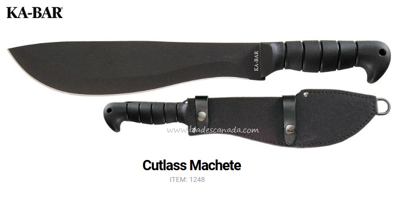 Ka-Bar Cutlass Machete, SK5 Steel, Leather/Cordura Sheath, Ka1248