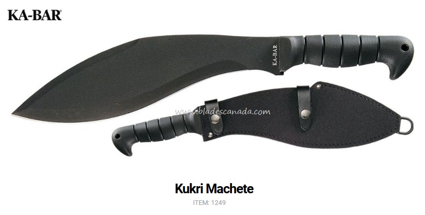 Ka-Bar Kukri Machete, SK5 Steel, Leather/Cordura Sheath, Ka1249