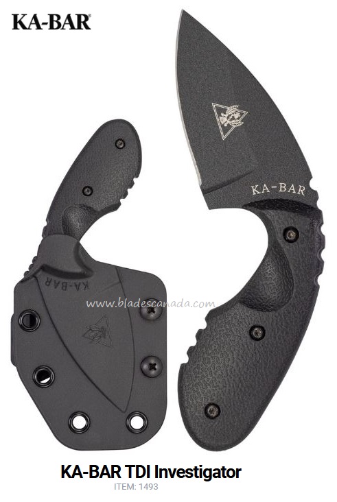 Ka-Bar TDI Investigator Fixed Blade Knife, AUS 8A, Hard Sheath, Ka1493