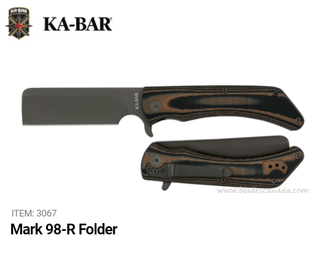 Ka-Bar Mark 98-R Flipper Folding Knife, G10 Brown/Black, Ka3067