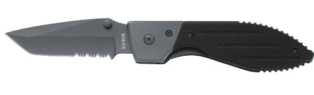 Ka-Bar Warthog Folding Knife, Tanto w/Serration, G10 Black, Ka3075