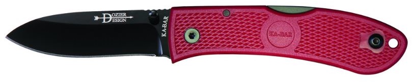 Ka-Bar Dozier Folding Knife, AUS 8A, Red Handle, Ka4062RD