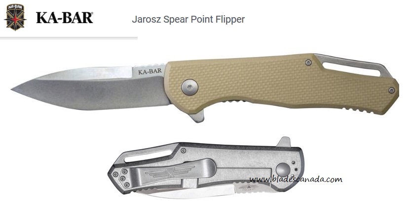 Ka-Bar Jarosz Flipper Framelock Knife, AUS 8A Spear Point, Ka7509