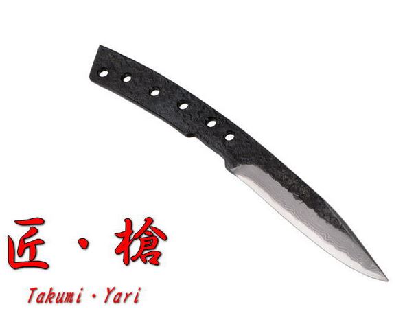 Kanetsune Takumi Yari Fixed Blade Knife, Blue Steel Damascus, [No Sheath], KB-217