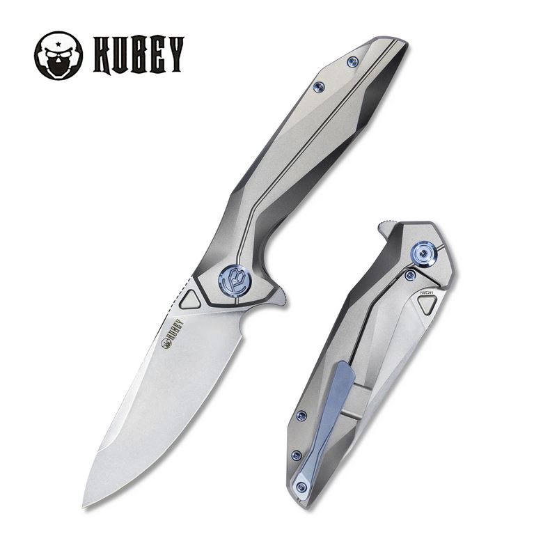 Kubey Nova Flipper Framelock Knife, 14C28N Sandvik, Titanium, KB235F