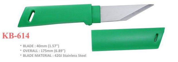 Kanetsune Mini Kiridashi Fixed Blade Knife, Green Handle, KB-614
