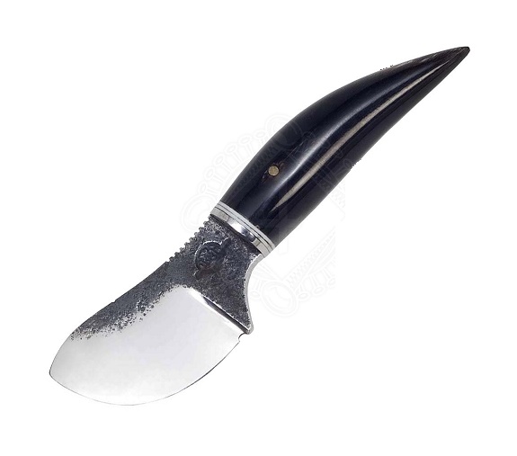 Citadel Papoose Fixed Blade Neck Knife, Buffalo Horn, Leather Sheath, KC4214