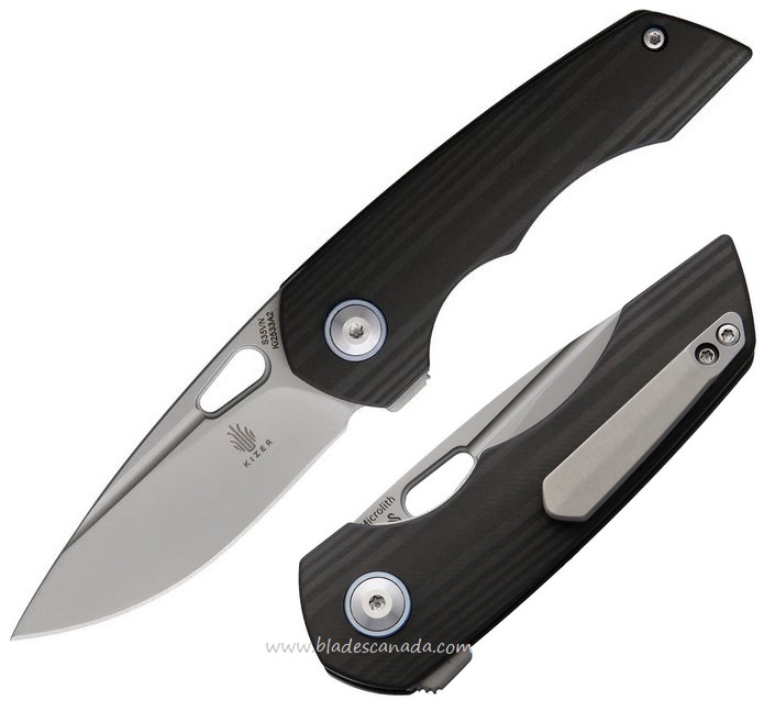 Kizer Microlith Flipper Folding Knife, S35VN, Carbon Fiber, 2533A2