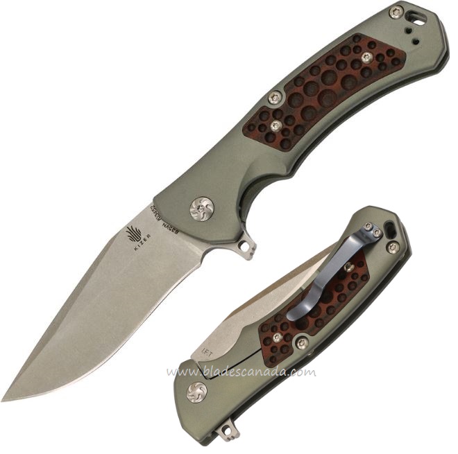 Kizer IFTL Flipper Framelock Knife, S35VN, Titanium/G10 Brown, 3452