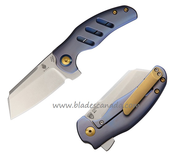Kizer C01C Mini Sheepdog Flipper Framelock Knife, S35VN, Titanium Blue, 3488A2