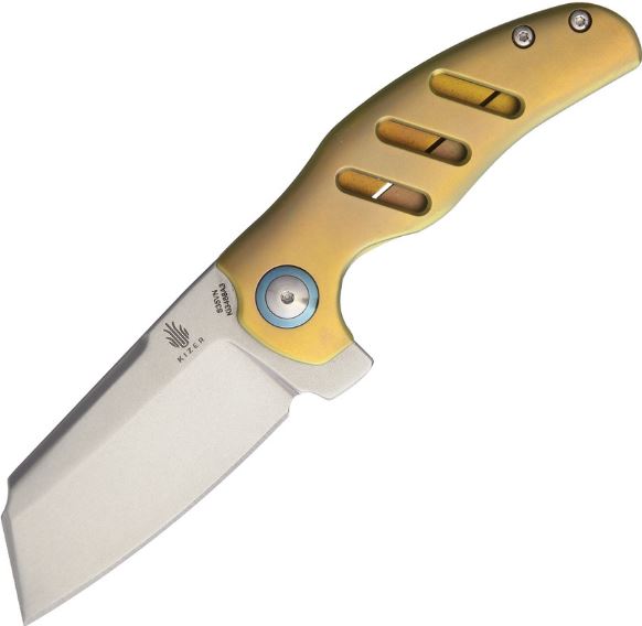 Kizer C01C Mini Sheepdog Flipper Folding Knife, S35VN, Titanium Gold, 3488A3