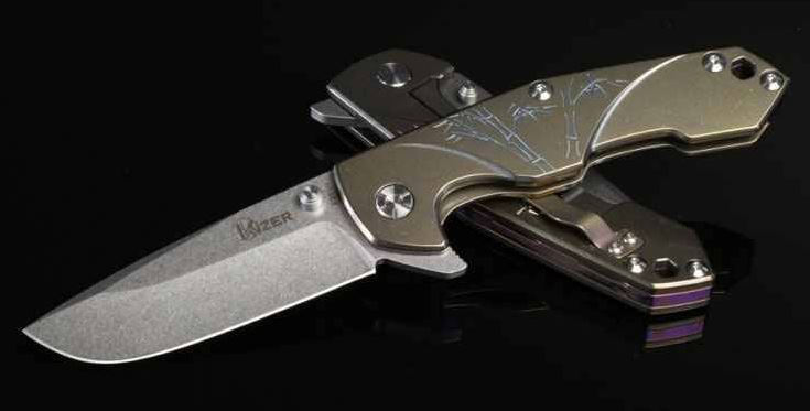 Kizer 4426 Flipper Framelock Knife, CPM S35VN Drop point, Titanium