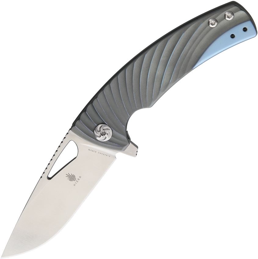 Kizer Kyre Framelock Folding Knife, CPM S35VN, Titanium Blue Tint, 4484A2 - Click Image to Close