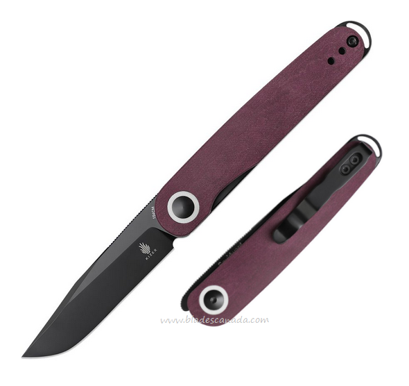 Kizer Azo Squidward Flipper Folding Knife, 154CM Black, Richlite Red, V3604C3