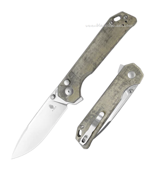 Kizer Begleiter XL FLipper Folding Knife, 154CM, Micarta Green, V5458C2