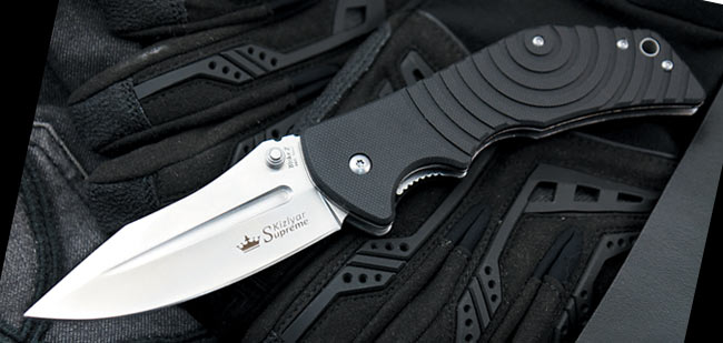 Kizlyar Bloke Z Folding Knife, 440C Satin, G10 Black, KK0156 - Click Image to Close