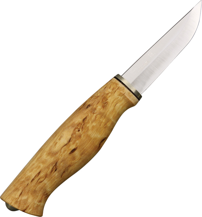 Kellam KRF3 Falcon Fixed Blade Knife, Curly Birch, Leather Sheath