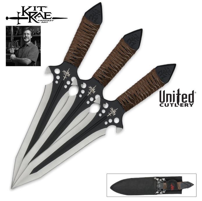 Kit Rae HellHawk 9.75" Triple Throwing Knife Set, AUS 6, UCKR0057