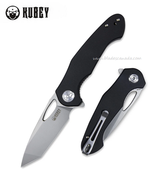 Kubey Dugu Flipper Folding Knife, 14C28N Sandvik, G10 Black, KU159C