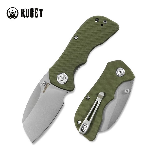 Kubey Karaji Folding Knife, D2 Sheepsfoot, G10 Green, KU180D