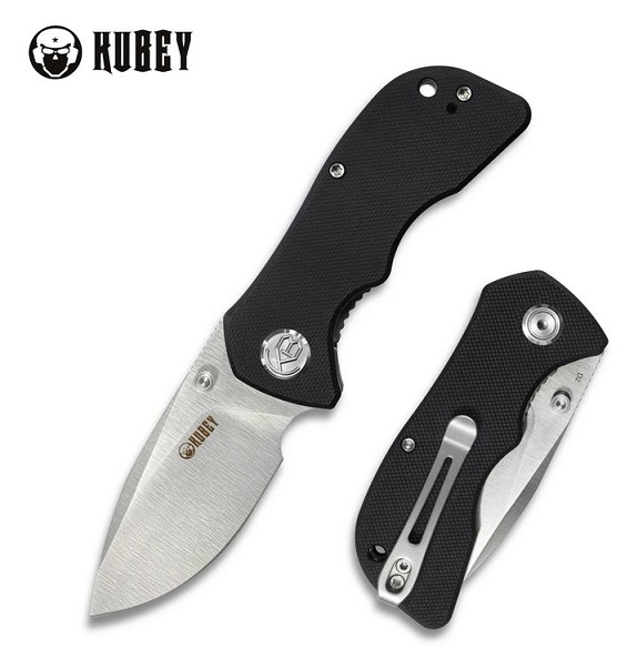 Kubey Karaji Folding Knife, D2 Satin, G10 Black, KU180E