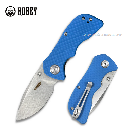 Kubey Karaji Folding Knife, D2 Satin, G10 Blue, KU180G