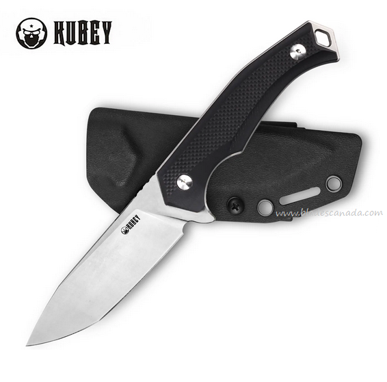Kubey Swordfish Fixed Blade Knife, D2 SW, G10 Black, Kydex Sheath, KU184C