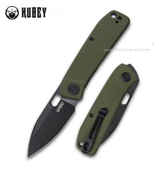 Kubey Hyde Folding Knife, 14C28N Black SW, G10 Green, KU2104B