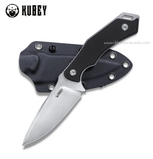 Kubey Orthodox Fixed Blade Knife, 14C28N, G10 Black, Kydex Sheath, KU2108