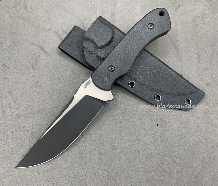 Kubey Sicario Fixed Blade Knife, D2 Two-Tone, G10 Black, Kydex Sheath, KU240D