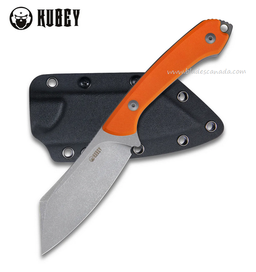 Kubey Perses Fixed Blade Knife, D2 Tanto, G10 Orange, Kydex Sheath, KU302A
