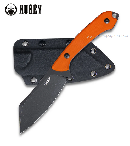 Kubey Perses Fixed Blade Knife, D2 Black SW, G10 Orange, Kydex, KU302B
