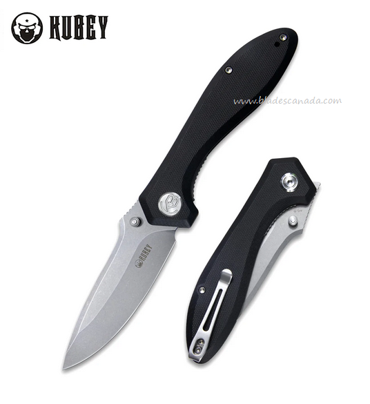 Kubey Ruckus Folding Knife, AUS10, G10 Black, KU314F